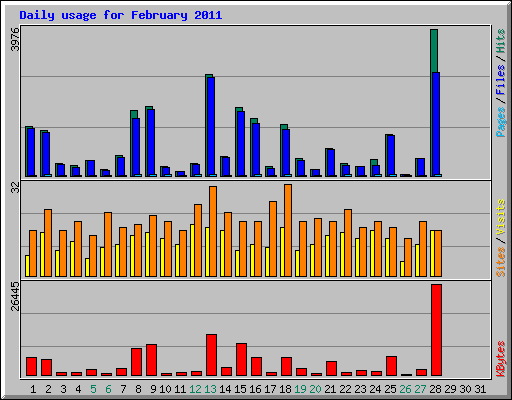 Daily usage for February 2011